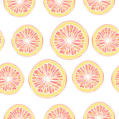 Seamless pattern with grapefruit slices.