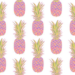 Seamless pattern with pineapples.