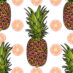 Seamless pattern with pineapple.