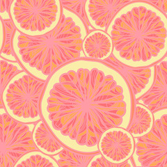 Seamless pattern with grapefruit slices.