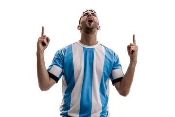 Poster Argentina fan celebrating on white background © gustavofrazao