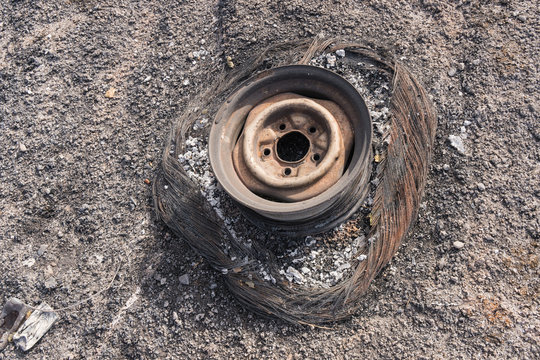 Glass and metal garbage exposed by the Thomas Fire along Highway 150 near Lake Casitas.