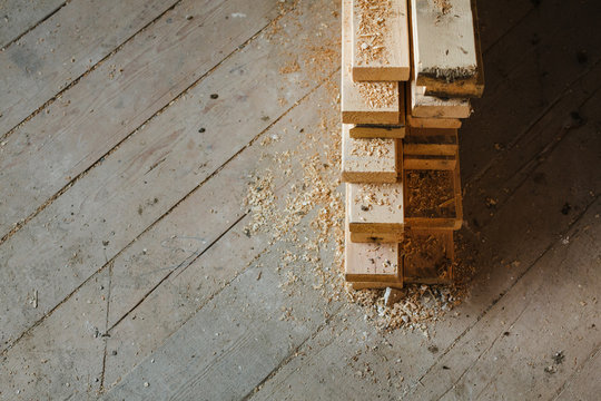 Two by fours on wood floor
