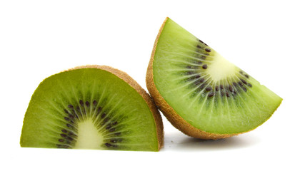 Fototapeta na wymiar Kiwi fruit sliced segments isolated on white background cutout