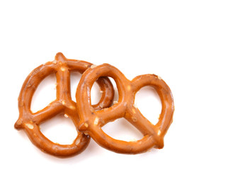 Two Pretzels Isolated on a White Background