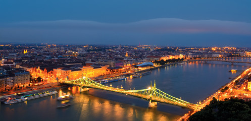 Fototapeta na wymiar Liberty bridge in Budapest, night view