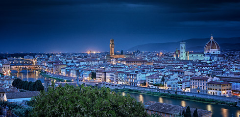 Scenic view on Florence, Tuscany in dusk