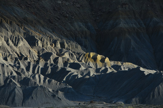Detail of South Caineville Mesa at dusk, near Capitol Reef National Park, Utah