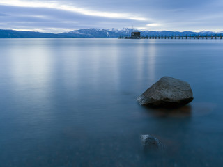 Lake Tahoe in Winter at Sunrise.