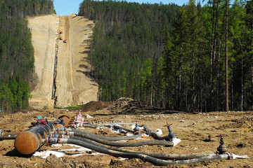Construction site of oil pipeline