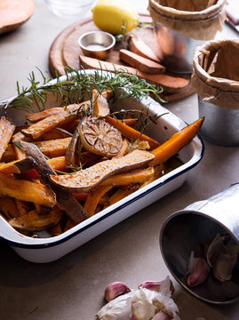 Oven baked sweet potato fries.