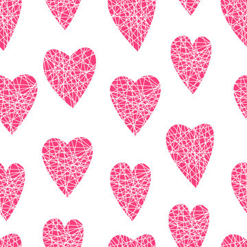 Red hearts seamless pattern
