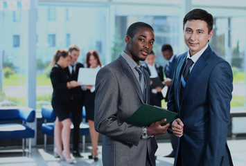 Two businessmen discussing - Isolated studio picture in high resolution.