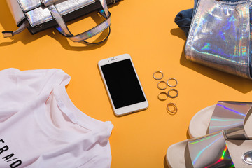 Overhead layout summer still life