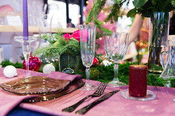 Served table in the restaurant