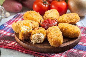 Homemade croquettes of jamon ham