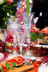 Served table in the restaurant