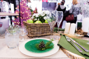 Served table in the restaurant