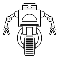 Robot on wheel icon, outline style