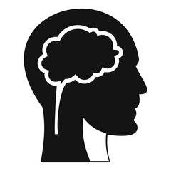 Head with brain icon, simple style