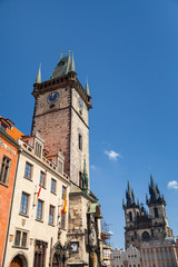 Fototapeta na wymiar Prague Old Town Hall in sunny day