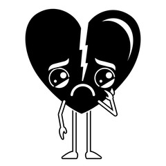 heart love broken kawaii character vector illustration design
