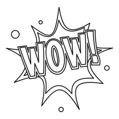 Fototapeta premium Wow, text sound effect icon, outline style