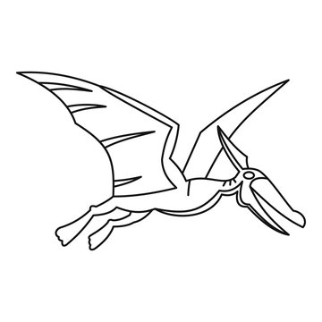 Winged dinosaur icon, outline style