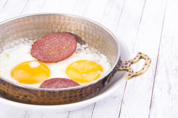 Frying eggs, Turkish Breakfast