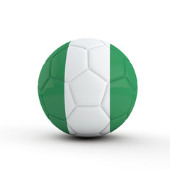 Nigeria flag soccer football against a plain white background. 3D Rendering