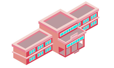 Isometric school on a white background. Vector illustration