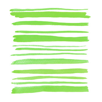green watercolor brushstrokes on white clip art preview