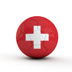 Obraz premium Switzerland flag soccer football against a plain white background. 3D Rendering