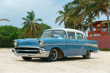 Car of Cuba on the beach  
