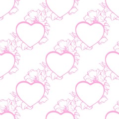 Simple hearts seamless vector pattern. Valentines day background. Flat design endless chaotic texture made of tiny heart silhouettes. Shades of colorful ilustration.
