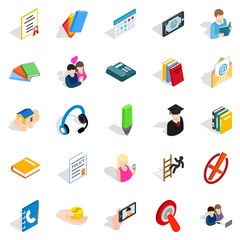 Chat icons set, isometric style