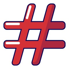 Hashtag icon, cartoon style