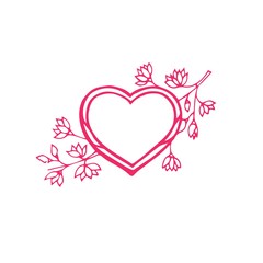Heart doodle isolated art. Vector illustration for coloring book. Valentine day greeting card. Pink design. Hand draw.