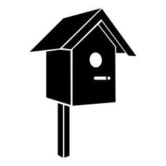 Birdhouse icon, simple black style