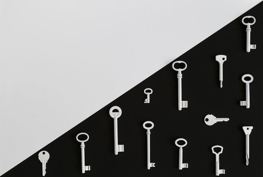 White keys arranged in pattern against diagonal background