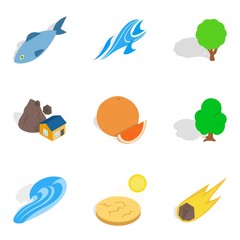 Onshore icons set, isometric style