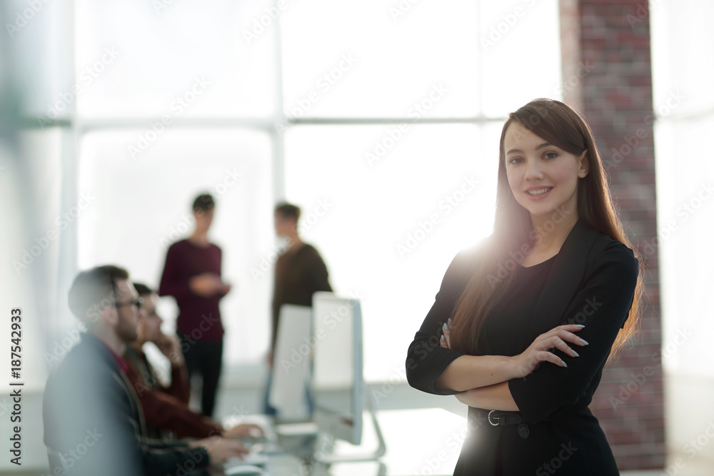 Canvas Prints business woman on blurred background office