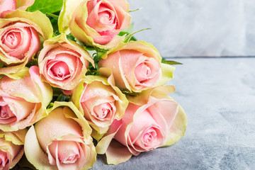 Beautiful bunch of two colored roses