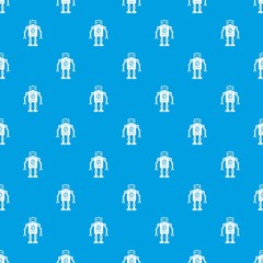 Retro robot pattern seamless blue