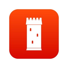 Fortress tower icon digital red