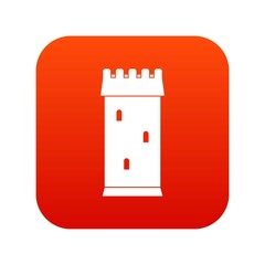 Fortress tower icon digital red