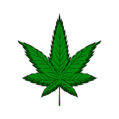 hemp leaf. Dependence on marijuana. Vector illustration. Hand drawing.