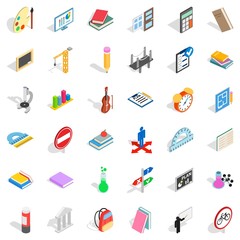 Learning icons set, isometric style