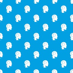 Magnifying glass in head pattern seamless blue