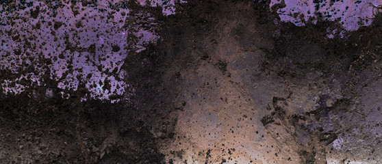 Panorama of abstract purple background and texture. Grunge old paint surface